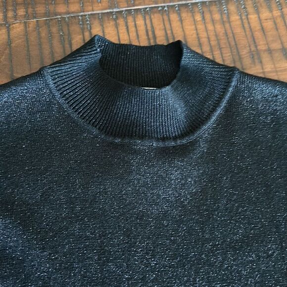 Euro-X silk blend black metallic sleeveless sweater glam maximalist L NWT - Picture 4 of 5